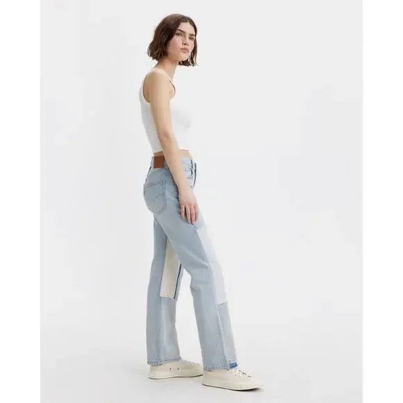 Levi's 501‎ 90s Freehand Folk Jeans Premium Light Blue Button Fly Straight Sz 28 - Picture 3 of 15